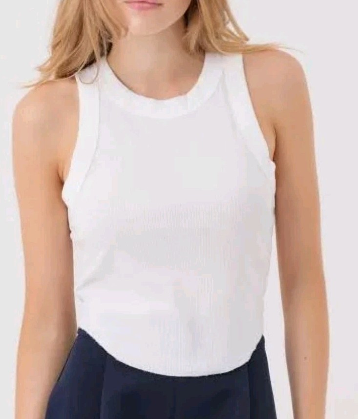 Anthropologie Sundays Tank Top Annika White Ribbed