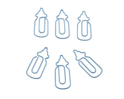 Baby Bottle Paper Clips 100 Count   Blue Shaped Clips in Storage Tin   Baby S...