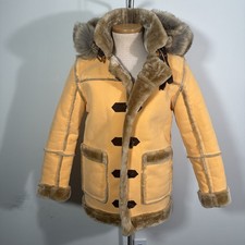 Jordan Craig Denali Shearling Jacket Coat Sunset Faux Fur Youth Size 14 Yellow