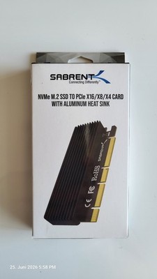 SABRENT NVMe M.2 SSD to PCIe X16 X8 X4 Karte mit Aluminium-Kühlkörper 2230- 2280