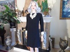 Valentino Black & White Silk Blend Shift Dress /Long Sleeves/Size IT 46 / US 10