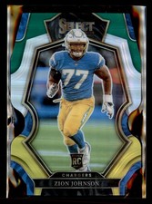 2022 Panini Select #156 Zion Johnson Green and Yellow Prizm Die Cut