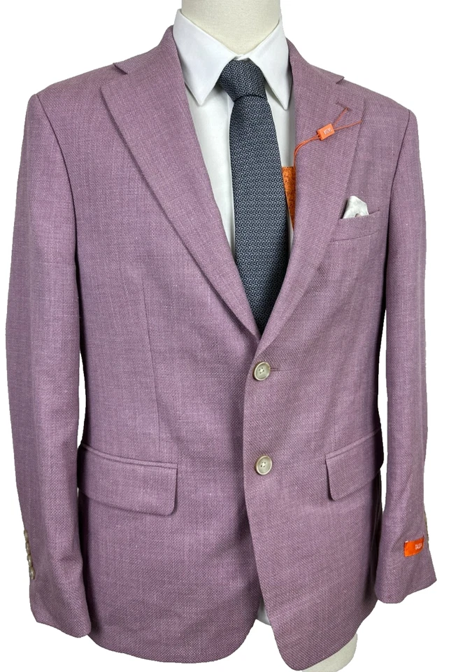 Abrigo deportivo TALLIA para hombre talla 40S lila púrpura calce ajustado mezcla de lana y lino nuevo con etiquetas Foto 2 de 4