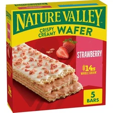 Nature Valley Crispy Creamy Wafer Bars,Strawberry,Whole Grain, 5 Bars,6.5 oz-USA