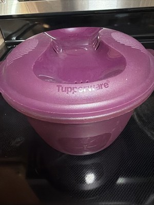 Tupperware Microwave Rice Steamer Cooker Maker 3-Piece Purple, 9.25-Cup Capacity
