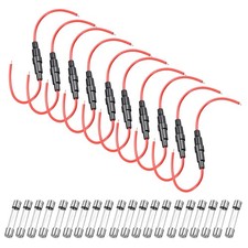 10 Pcs 5x20mm Inline Screw Type Fuse Holder 18 AWG Wire with 20 Pcs Glass Fuses