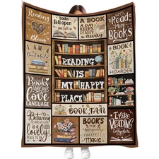 Booklover Gift for Women Soft Reading Blanket Lightweight Warm Blanket for Couch