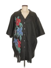 Lucky Winner Women Black Short Sleeve Button-Down Shirt 9