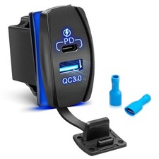 Car Charger Rocker Switch QC3.0 USB & PD Phon...