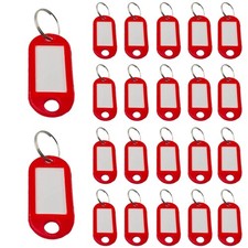 40 PCS Plastic Key Tags With Split Rings Writable Label Window Holders Red