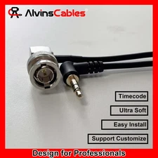 Timecode Cable for Canon Sony Tentacle Ultra Soft Right Angle 3.5mm TRS to BNC
