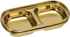 2-Compartment Dipping Bowls – Gold Divided Serving Tray for Appetizers Condiment