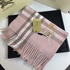 NWT BBY Pink and Gray Scarf 100% Cashmere With Box