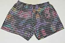 Vintage Mens Shorts Megalos Size 2XL 80s Colorful Black Checked Cotton