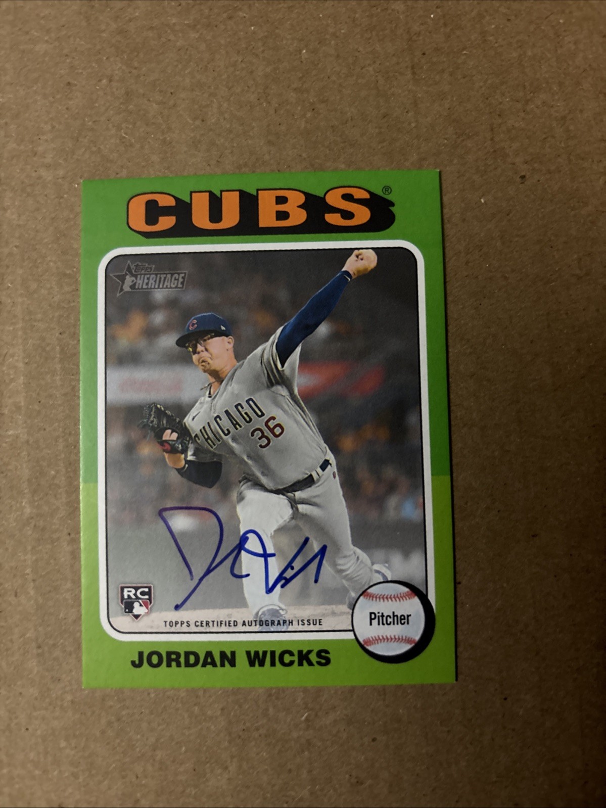 2024 Topps Heritage - Jordan Wicks Real One Auto RC #ROA-JWI Chicago Cubs