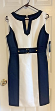 Tahari Arthur S. Levine Womens Black/White Colorblock Shift Dress Size 8 NWT