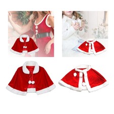 Winter Red Velvet Cape Women Girls Dress up Shawl Santa Cape Christmas Costume