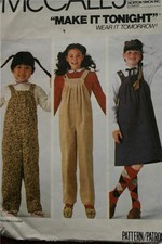 McCALL'S 7706 GIRLS EASY JUMPER JUMPSUIT PATTERN SIZE 4 OR 7 OR 12