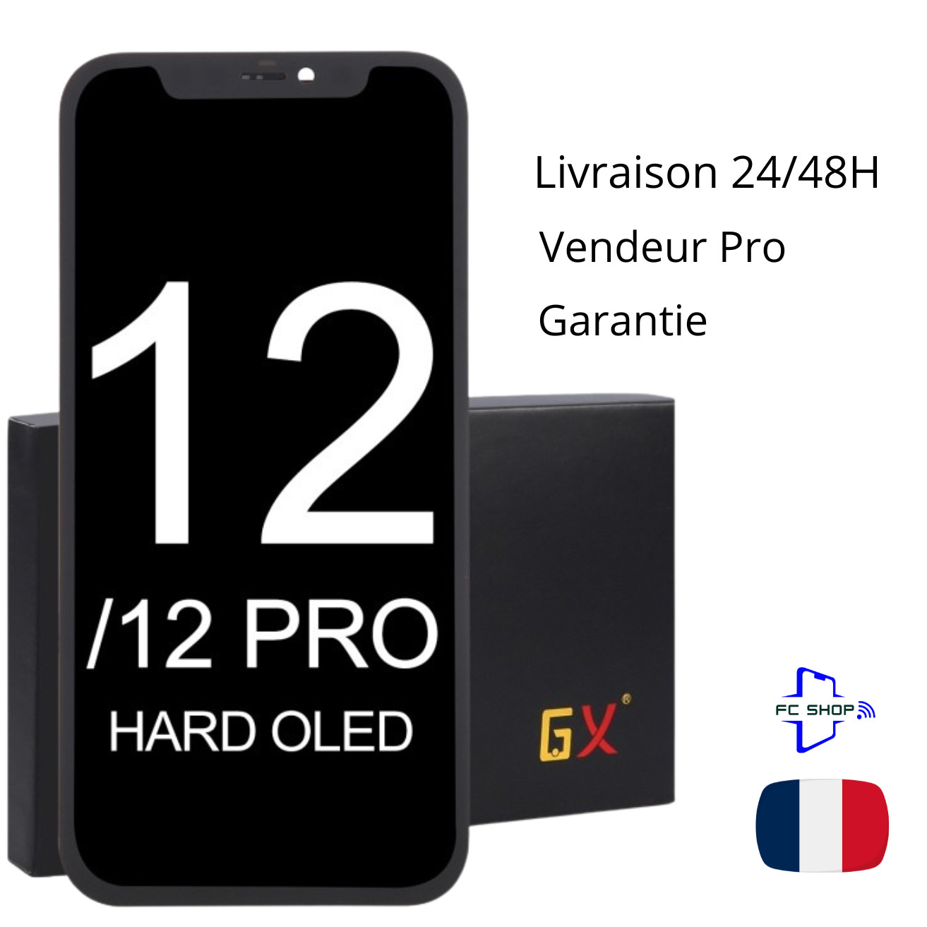 Ecran GX pour iPhone 12 remplacement vitre tactile pour rénovation