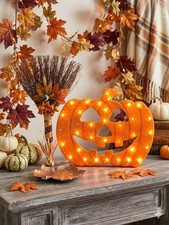 Vintage Halloween Light Up Pumpkin Decorative Witch Broom Decor Lot