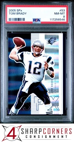 2005 SPx #53 TOM BRADY PATRIOTS PSA 8