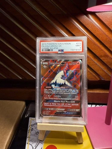 2019 POKEMON SUN & MOON COSMIC ECLIPSE 213/236 VOLCARONA GX- PSA 9