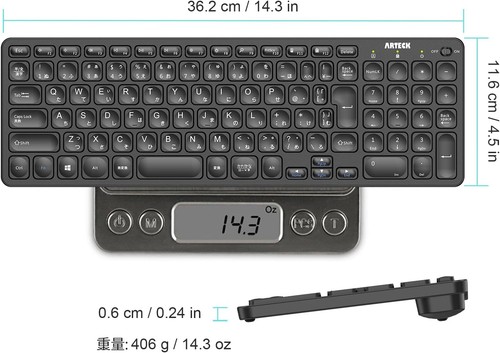 Arteck 2.4Gwireless Keyboard Nothing Line Lightweight Full Size Numeric Keypad M - Picture 6 of 7