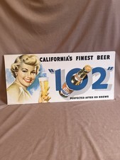 Vtg Cardboard Sign Californias Finest Beer With Lady Advertising Old Brew 102