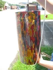 Multi color glass hanging light pendant MOSAIC cylinder 14" Stained glass style