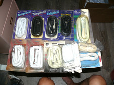 Lot Of 11 Vintage 25 ft Modular Telephone Coiled Handset Cord and line cords NEW