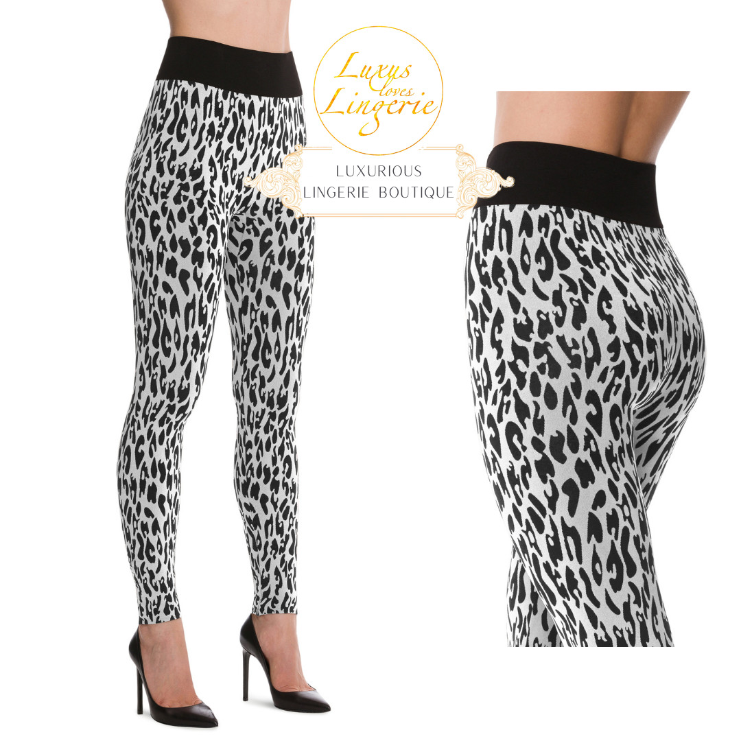 Leo Leggings By Wolford Dazzling Blue Black Animal Print Pants