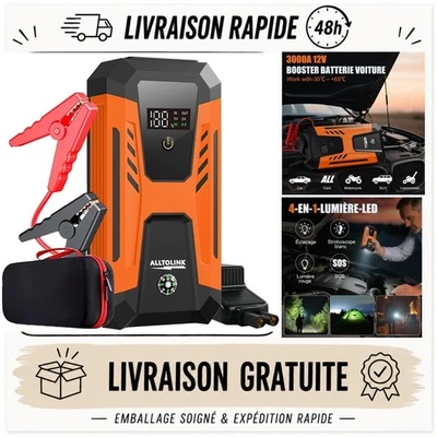 Booster Batterie 3000A 26640mWh Charge Rapide Portable 12V Démarreur Voiture - Photo 1/4