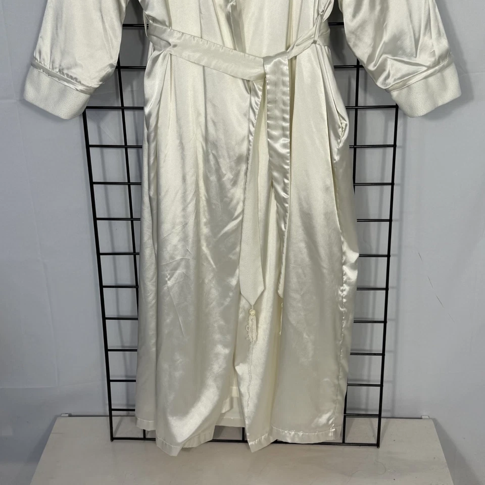Bata de colección Victoria's Secret para mujer XS/S marfil satinado largo forrado vestido Foto 3 de 4