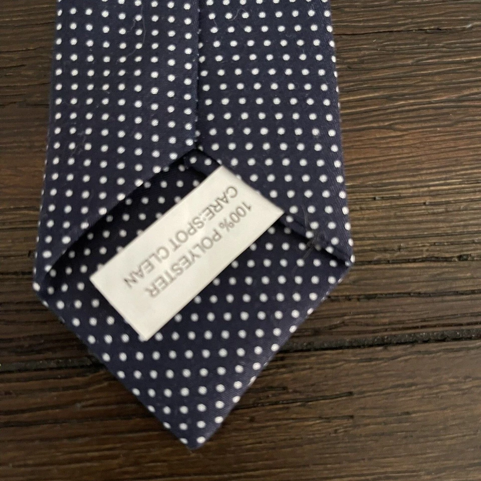 Boys Blue and White Polka Dot Clip on Neck Tie 10” - Image 3 of 4