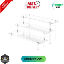 3 Tier Acrylic Display Risers, Large Perfume Organizer Stand, Clear