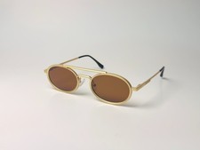 Retro Round Sunglasses Gold Frame Brown Lenses Steampunk Vintage Eyewear UV400