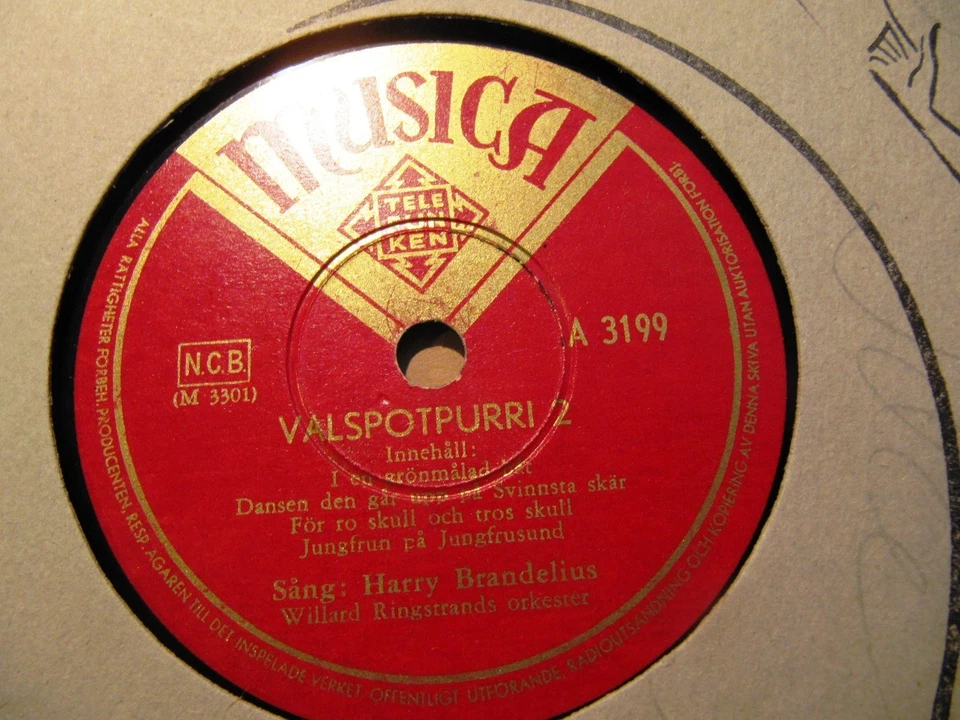 1938 HARRY BRANDELIUS Willard Ringstrand Ork Swedish Valspotpurri Musica - Image 3 of 3