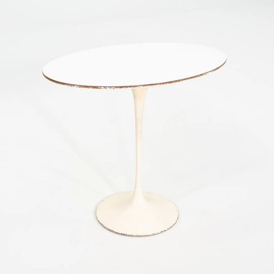 1960s Eero Saarinen for Knoll Tulip Side Table with White Laminate Oval Top