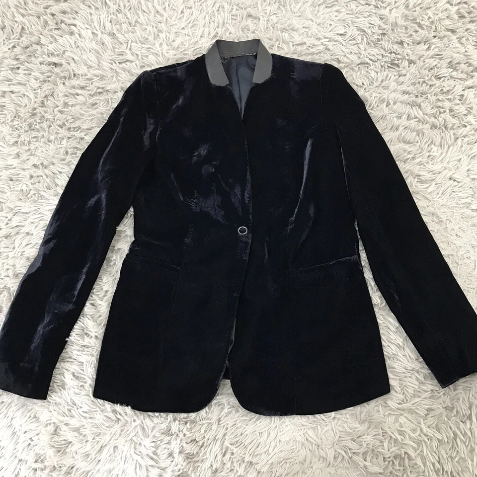 Chaqueta Blazer Elie Tahari Mujer Tori Terciopelo Negro Un Botón 2 Foto 3 de 4