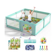 LUTIKIANG 79" x 71" Baby Playpen with Mat, Play Yard for Babies and Toddlers,...
