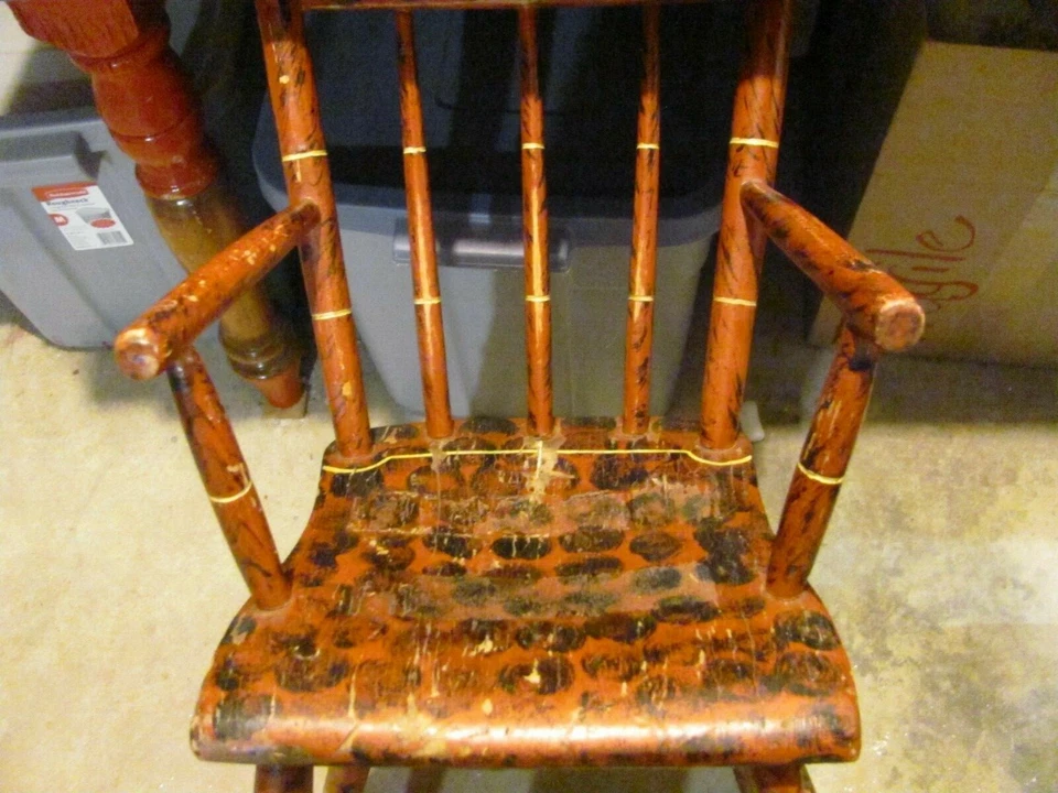 Antique Maine Red with Black Dots Country Child's Highchair c. 1850 - Image 3 of 4