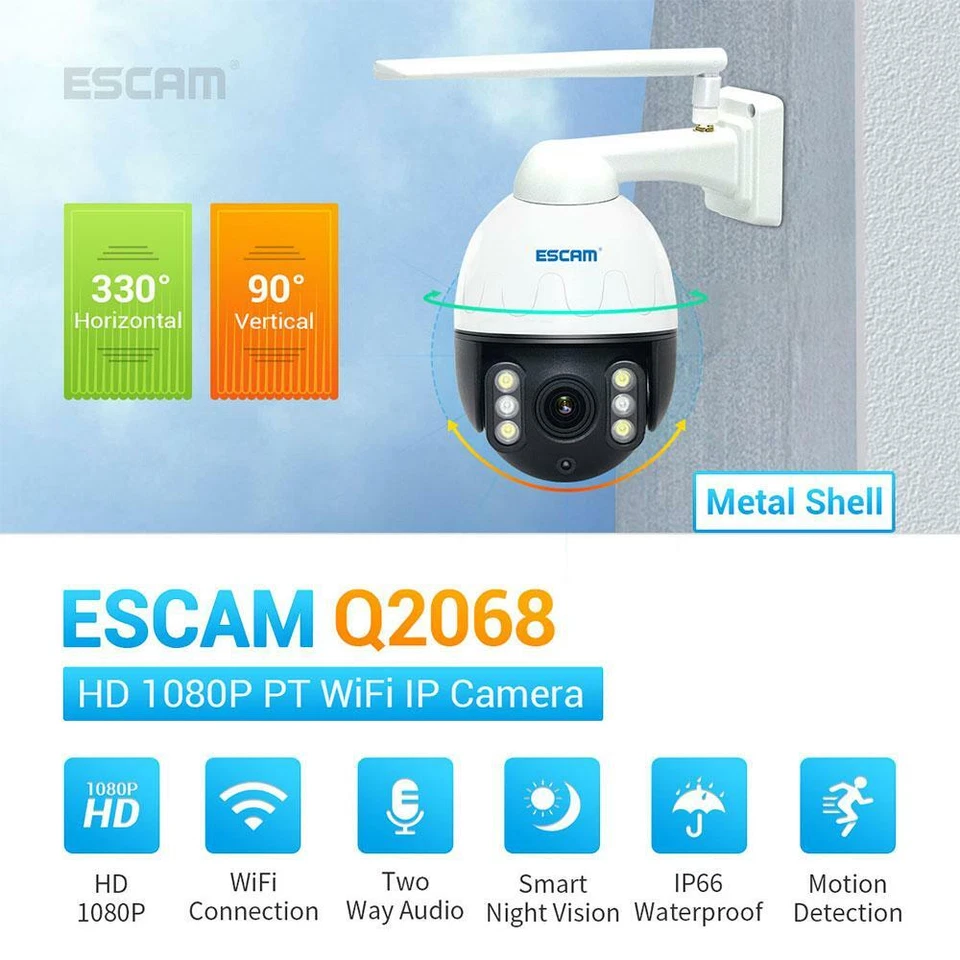 WiFi 3.6mm 1080P IP Camera Two Way Talk Night Vision RJ-45 H.264 25fps - Image 3 of 4