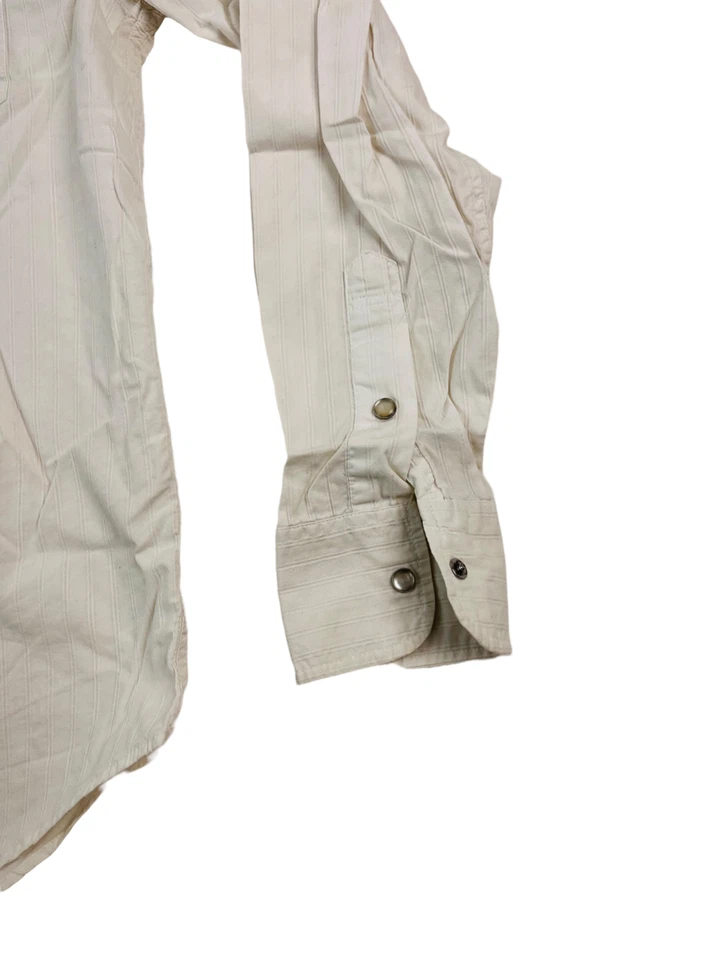 Aeropostale 修身男式西部按扣衬衫 - 白色,小号 — 第 2/4 张图片