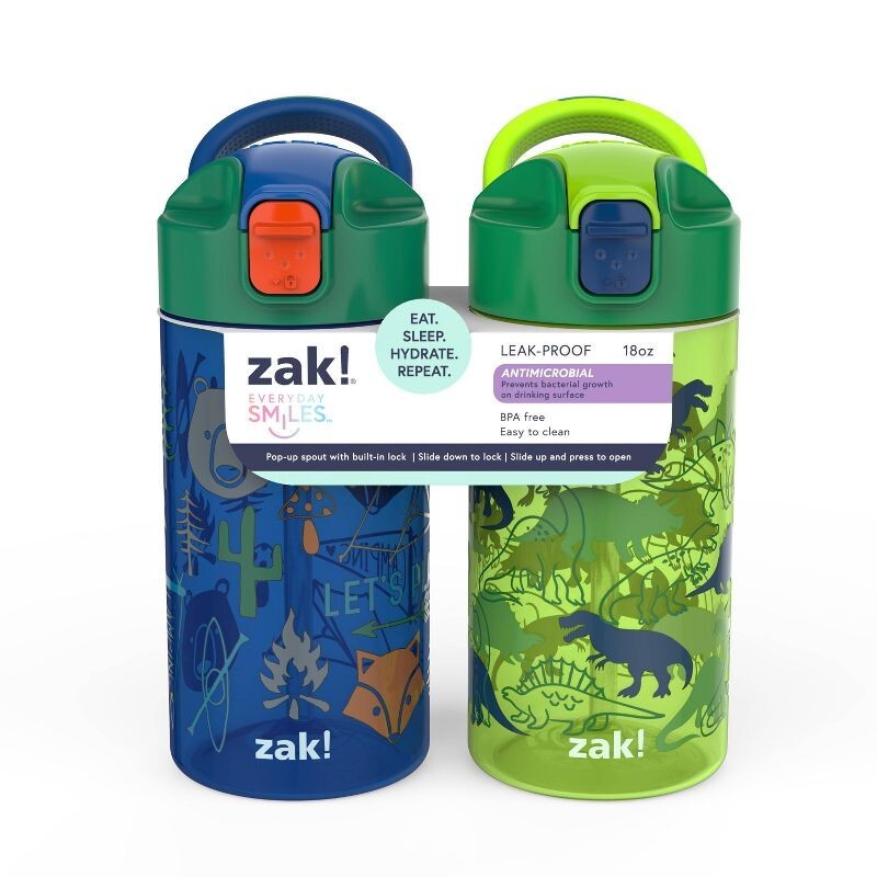 Plastic Dino's and Camping Valiant Kids Water Bottle Set Zak Designs