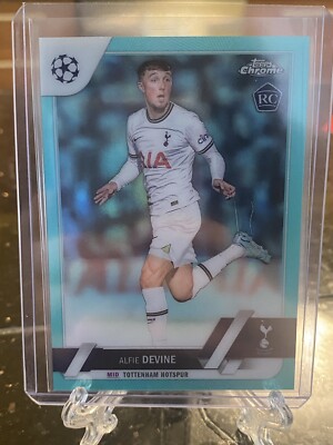 2022-23 Topps Chrome UEFA Alfie Devine Aqua /199  and Refractor Rookie Tottenham