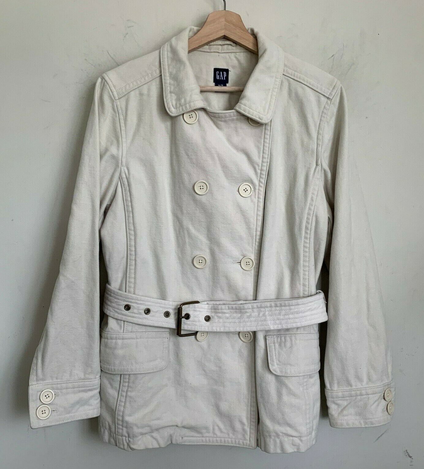 Gap Jacket Ivory Collared Double Breasted Removab… - image 1