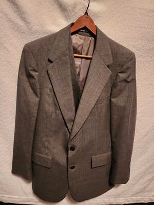 Society Brand Ltd Mens 2 Piece Suit Jacket Gray Pinstripes Size 40 See Pics 