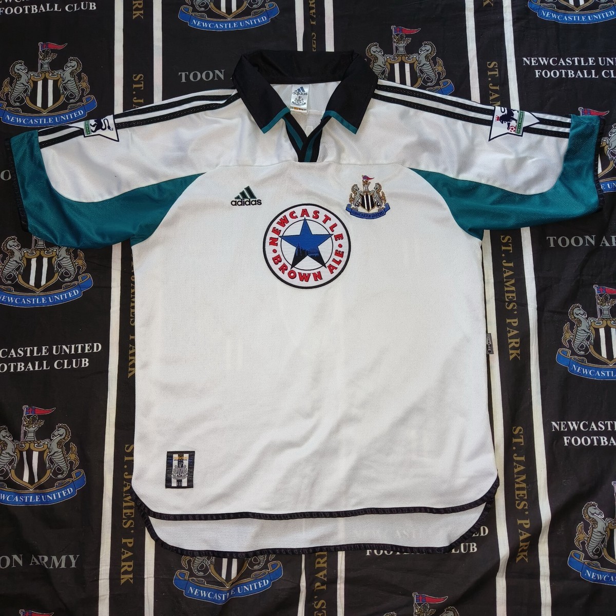 Newcastle United Away Football Shirt Jersey 1999 2000 Adidas Alan