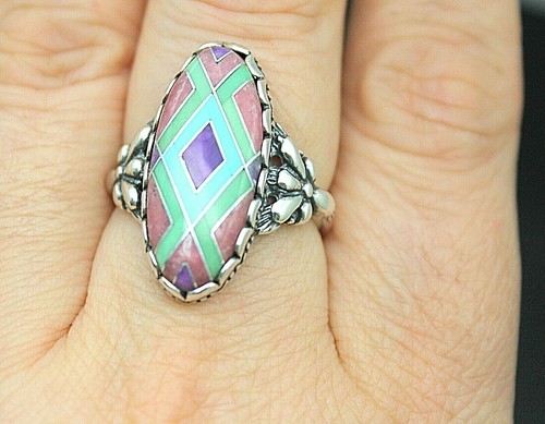 ANILLO CAROLYN POLLACK SUDOESTE MULTICOLOR PATRÓN PIEDRA TRITURADA 925 9 - Imagen 4 de 7