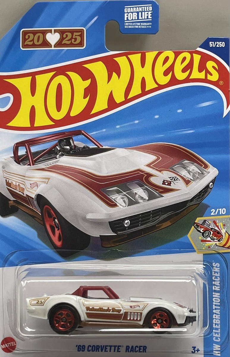 Hot Wheels '69 Corvette Racer White 2025 Case C #51 2/10 with Free